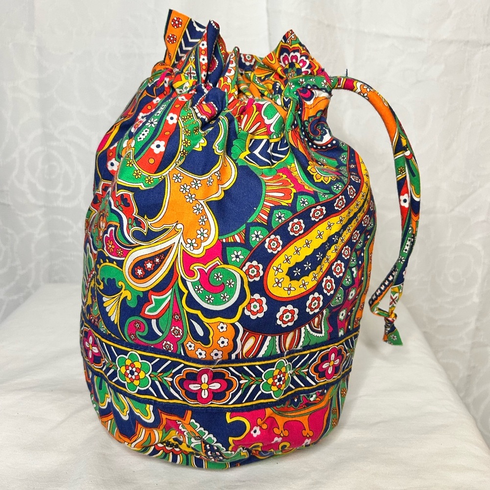 VERA BRADLEY Ditty Bag Venetian Paisley Colorful print Drawstring Bag.